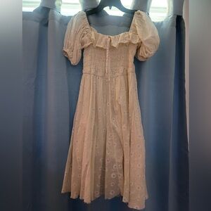 Butter Yellow Puff Sleeve floral Dress